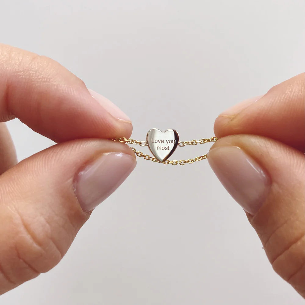 Mini Engraveable Heart Chain Ring