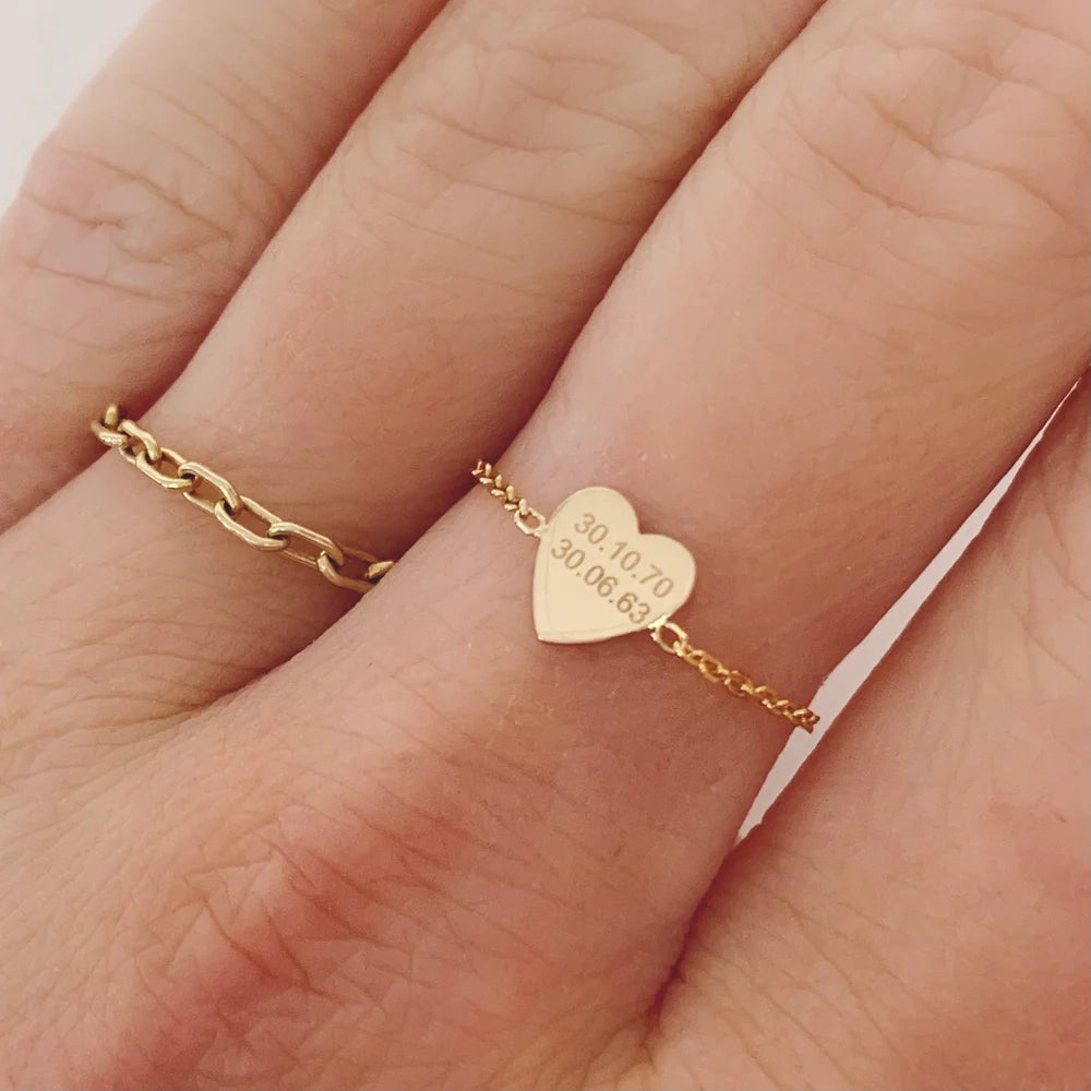 Mini Engraveable Heart Chain Ring