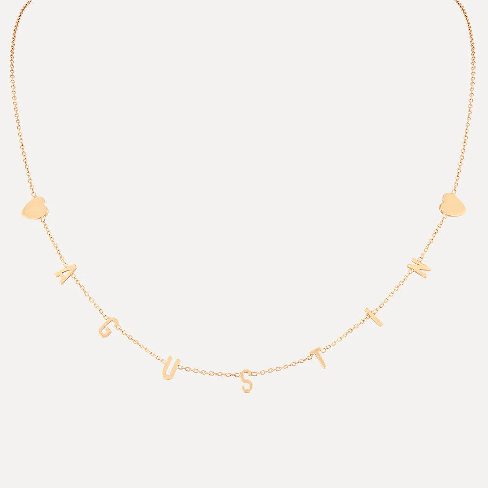 Mini Mini Letter Necklace with Outside Hearts