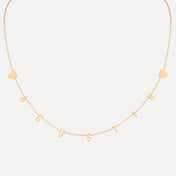 Mini Mini Letter Necklace with Outside Hearts