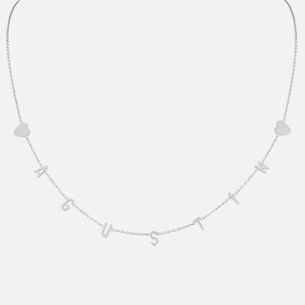 Mini Mini Letter Necklace with Outside Hearts