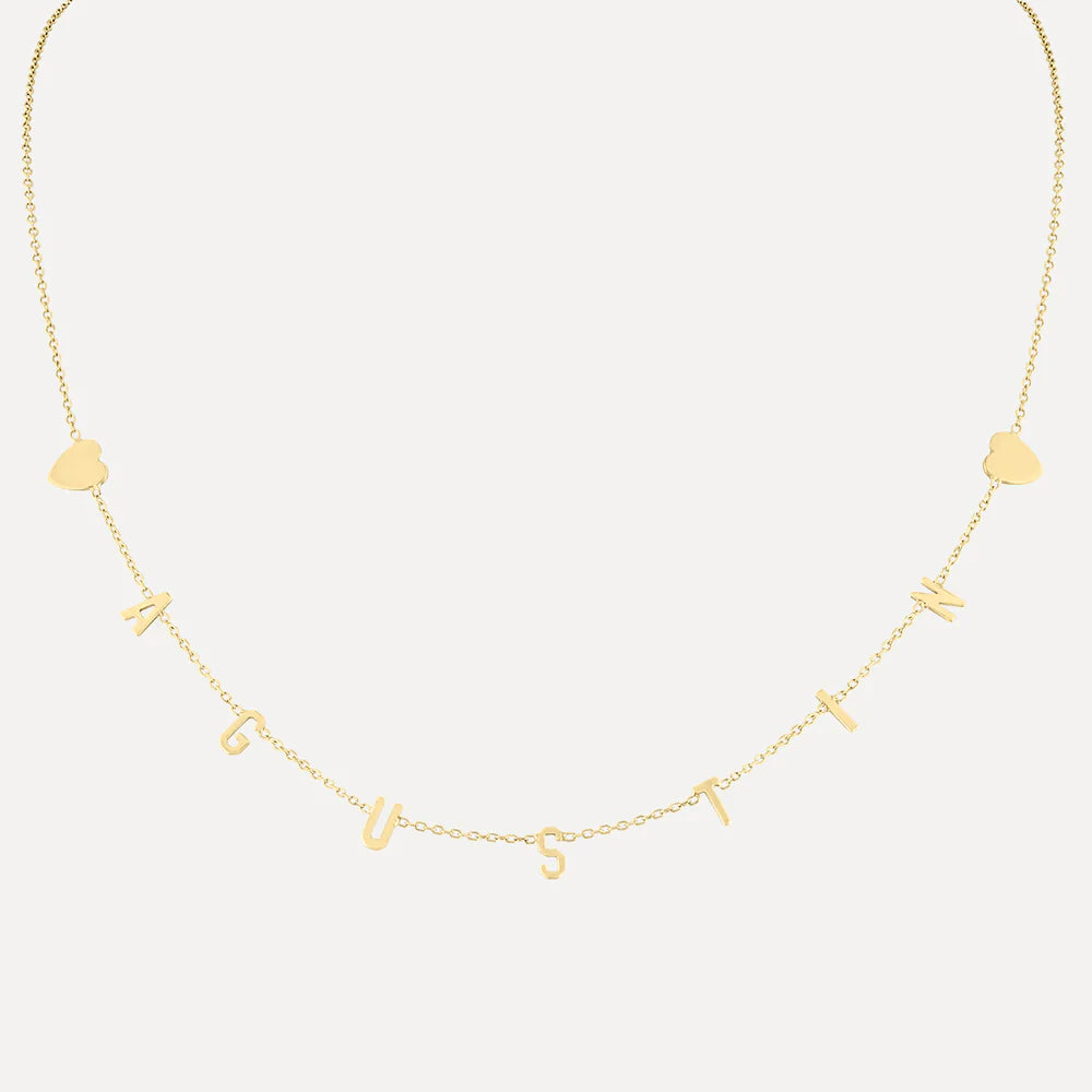Mini Mini Letter Necklace with Outside Hearts