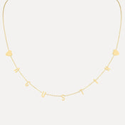 Mini Mini Letter Necklace with Outside Hearts