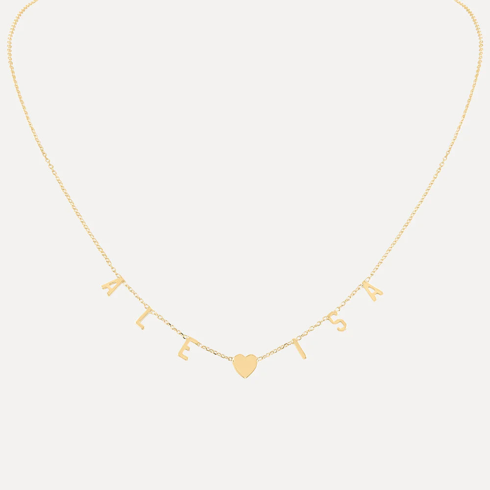 Two Name Mini Mini Letter Necklace with Heart