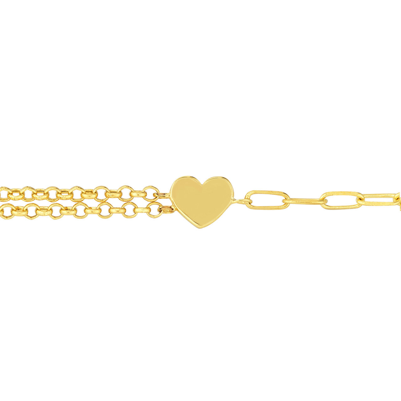 Two Tone Chain & Heart Bracelet