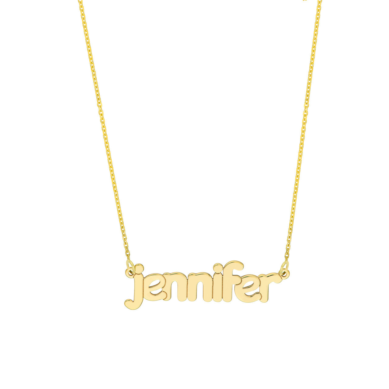 Flat Bubble Letter Nameplate Necklace Medium