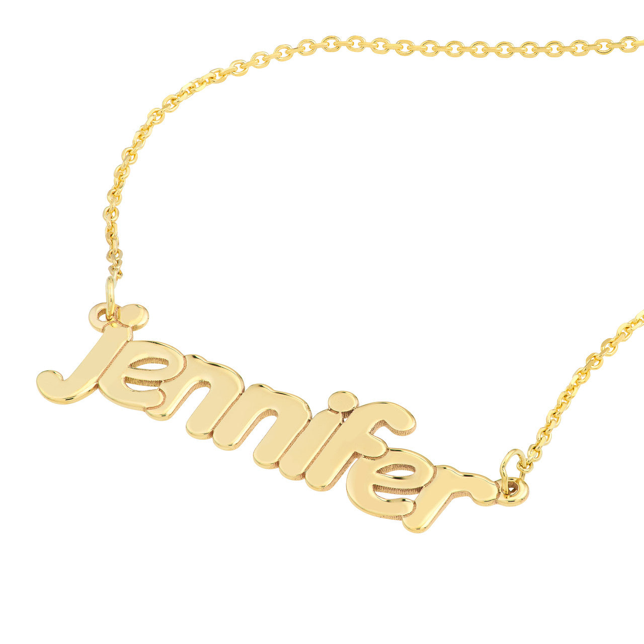 Flat Bubble Letter Nameplate Necklace Medium