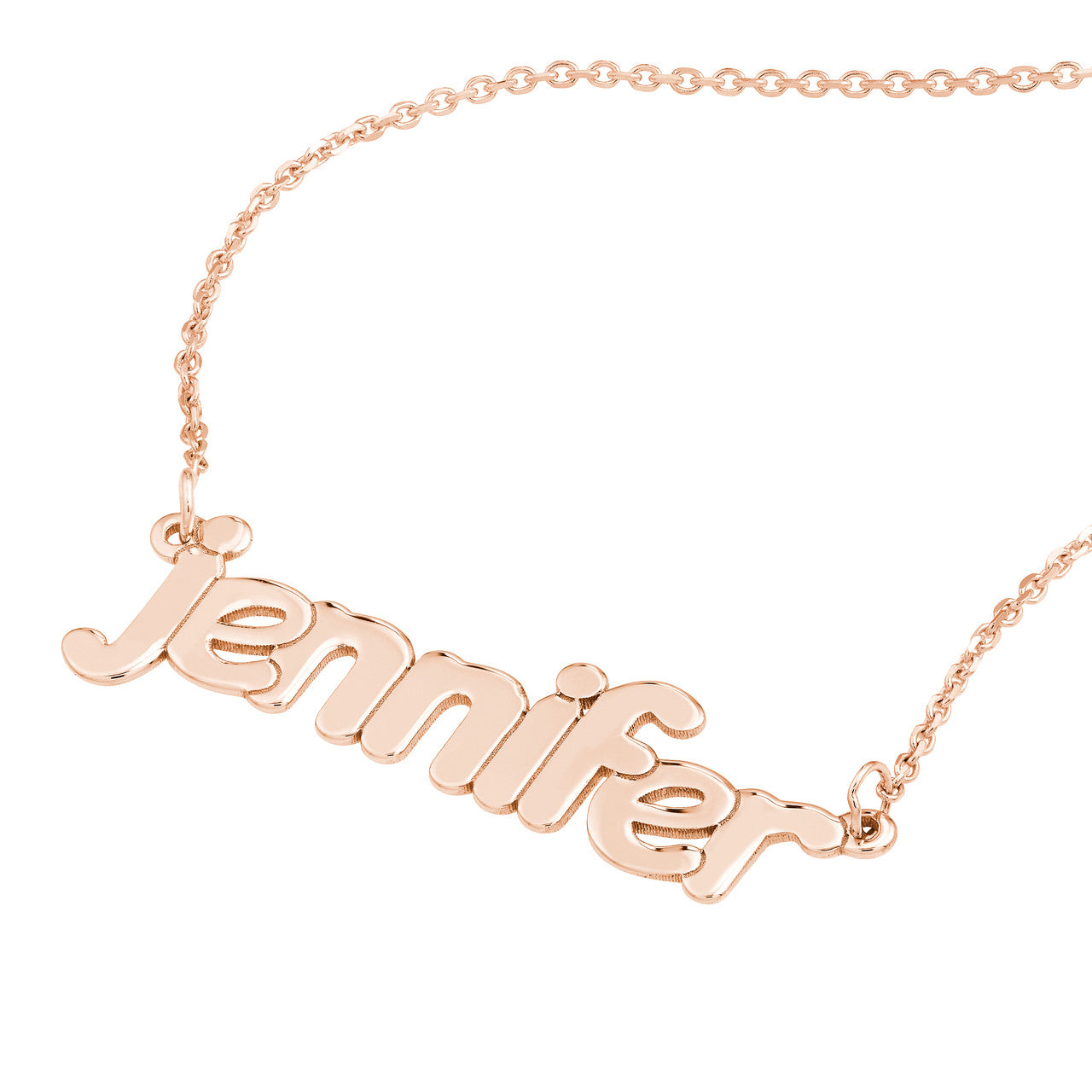 Flat Bubble Letter Nameplate Necklace Medium