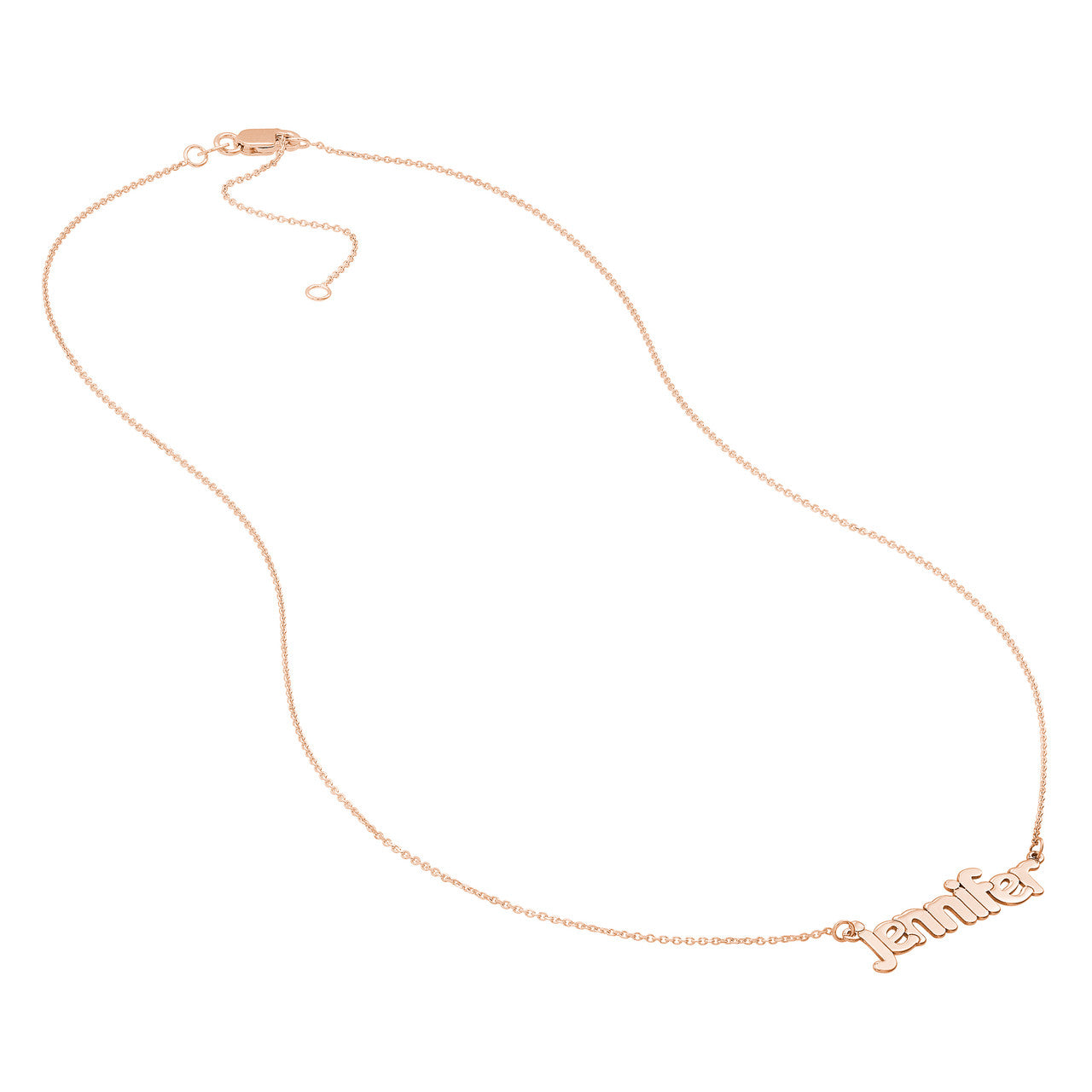 Flat Bubble Letter Nameplate Necklace Medium