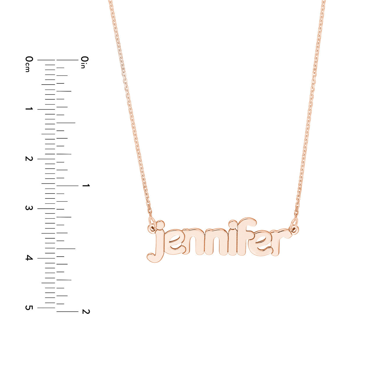 Flat Bubble Letter Nameplate Necklace Medium