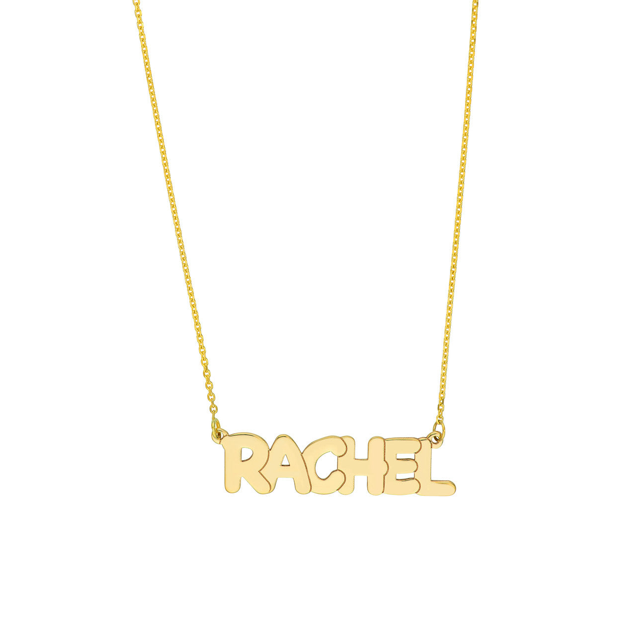 Flat Bubble Letter Nameplate Necklace Large