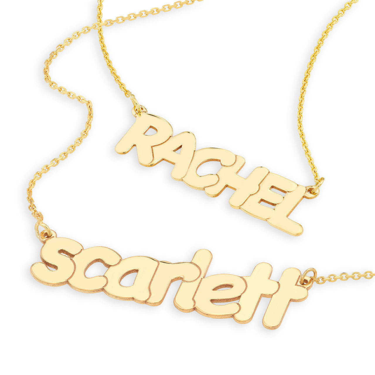 Flat Bubble Letter Nameplate Necklace Large