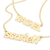 Flat Bubble Letter Nameplate Necklace Large