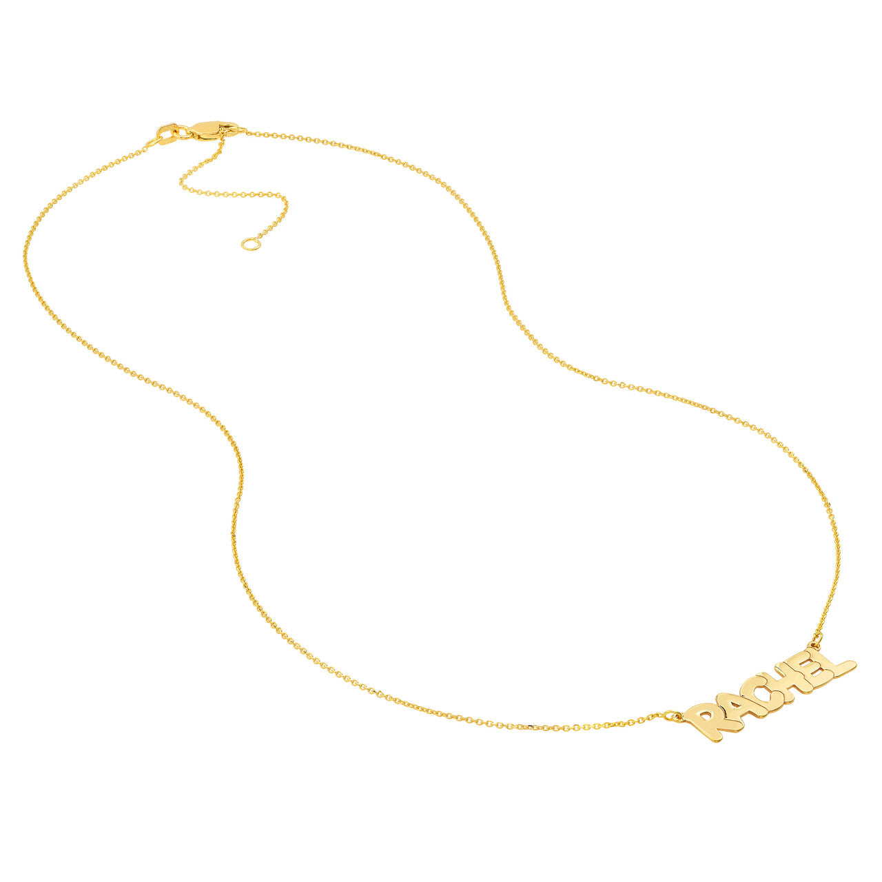 Flat Bubble Letter Nameplate Necklace Large