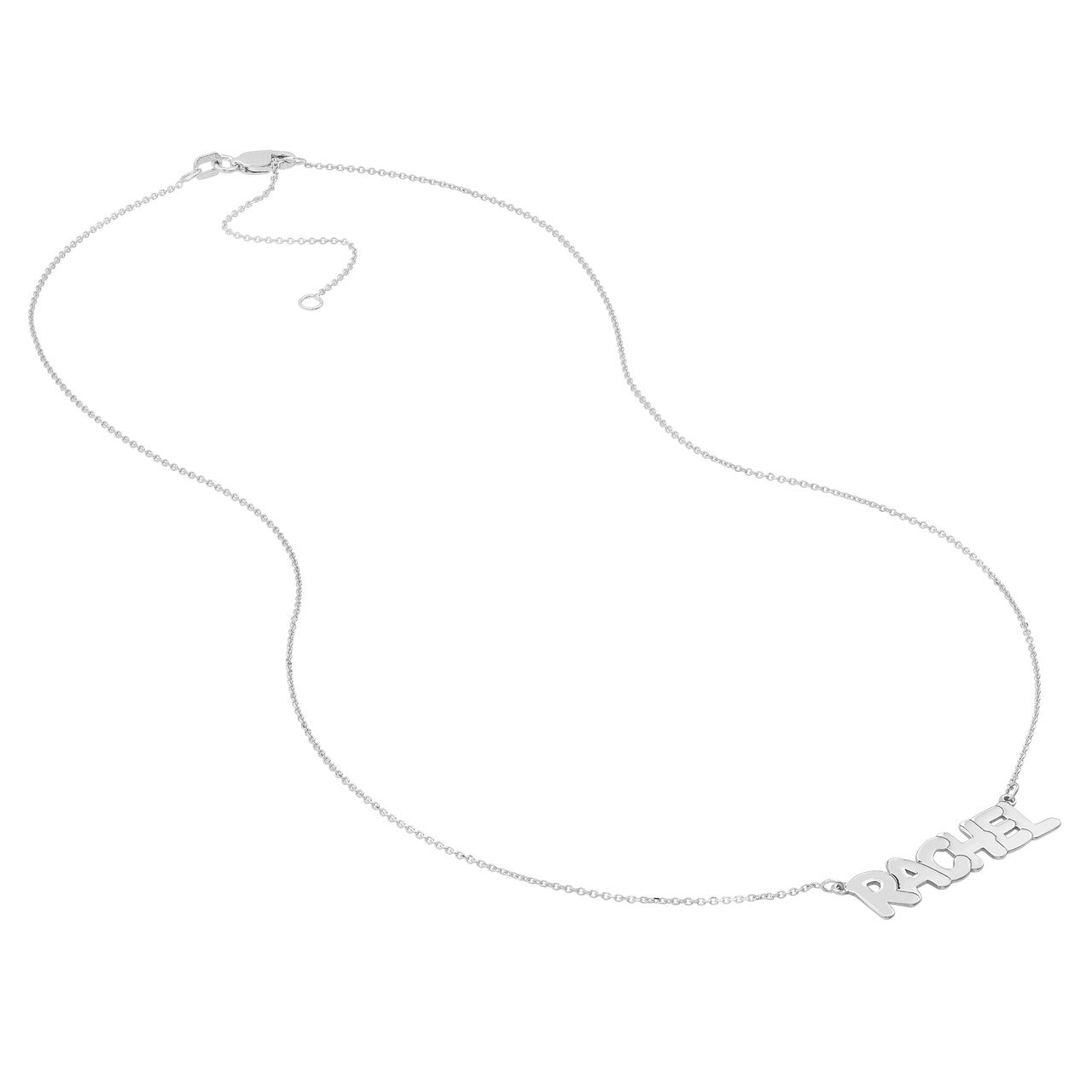 Flat Bubble Letter Nameplate Necklace Large