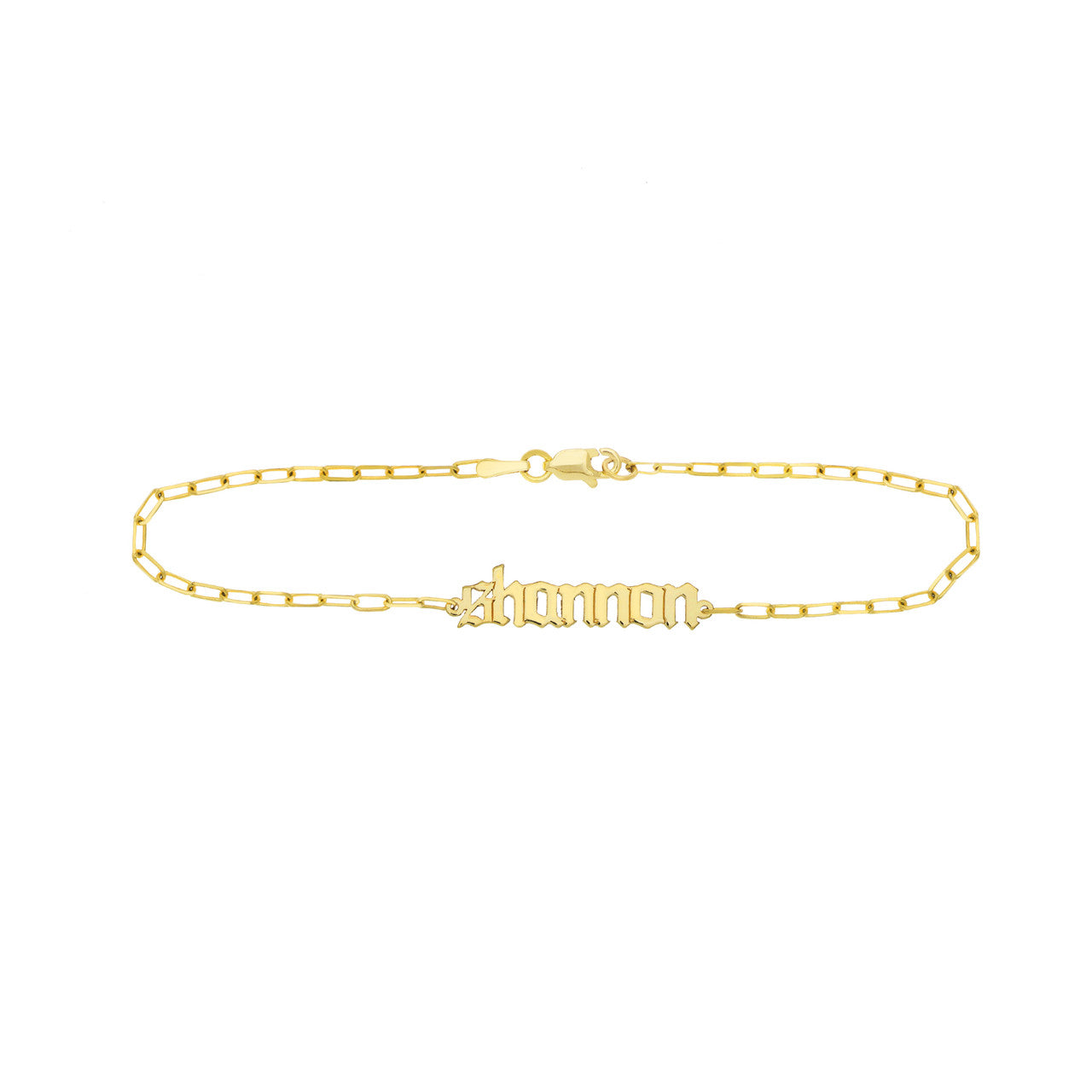 Gothic Nameplate Paper Clip Bracelet
