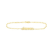 Gothic Nameplate Paper Clip Bracelet