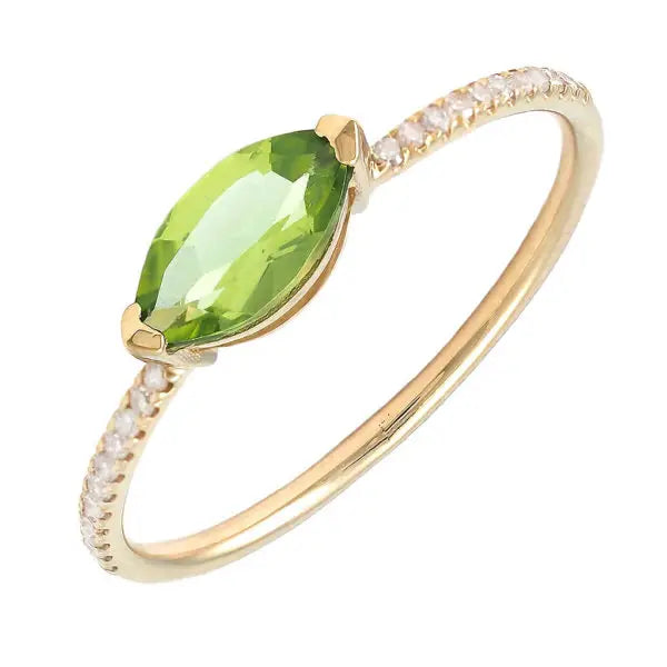 Marquise Gemstone Solitaire Pave Ring