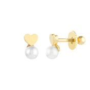 Children's Heart & Pearl Earrings