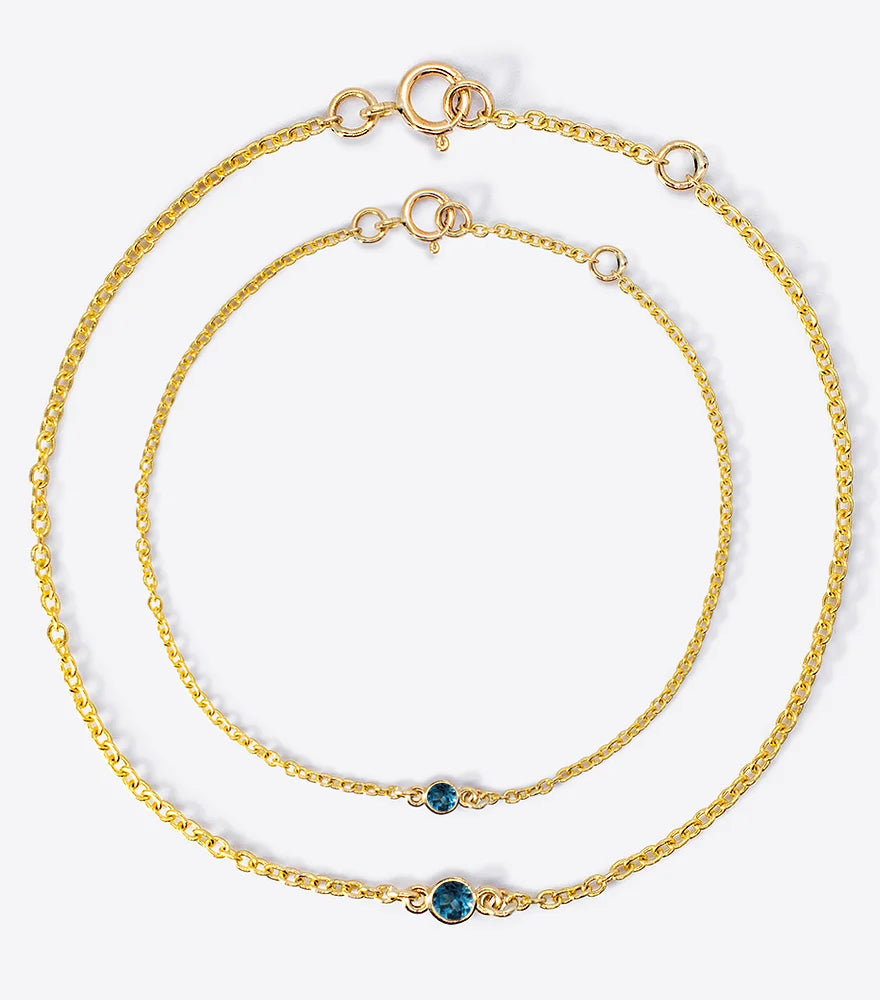 Birthstone Mommy & Me Bracelet Blue Topaz