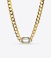 Bezel Set Sapphire Curb Chain Necklace