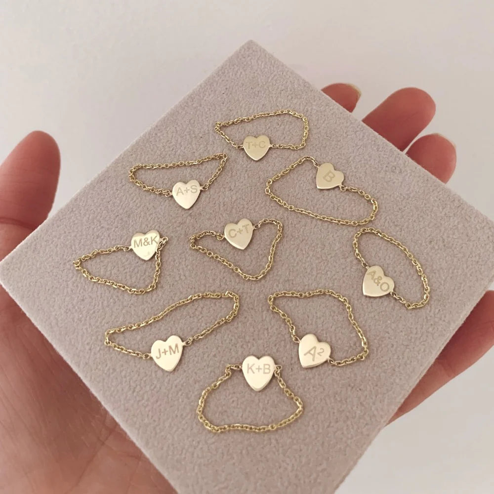 Mini Engraveable Heart Chain Ring