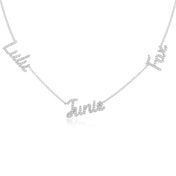 Triple Diamond Script Name Necklace
