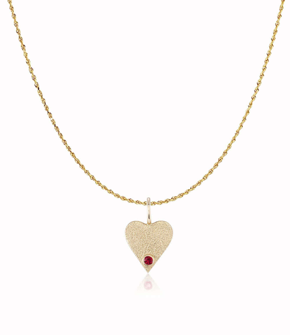 Gold Heart Charm with Birthstone