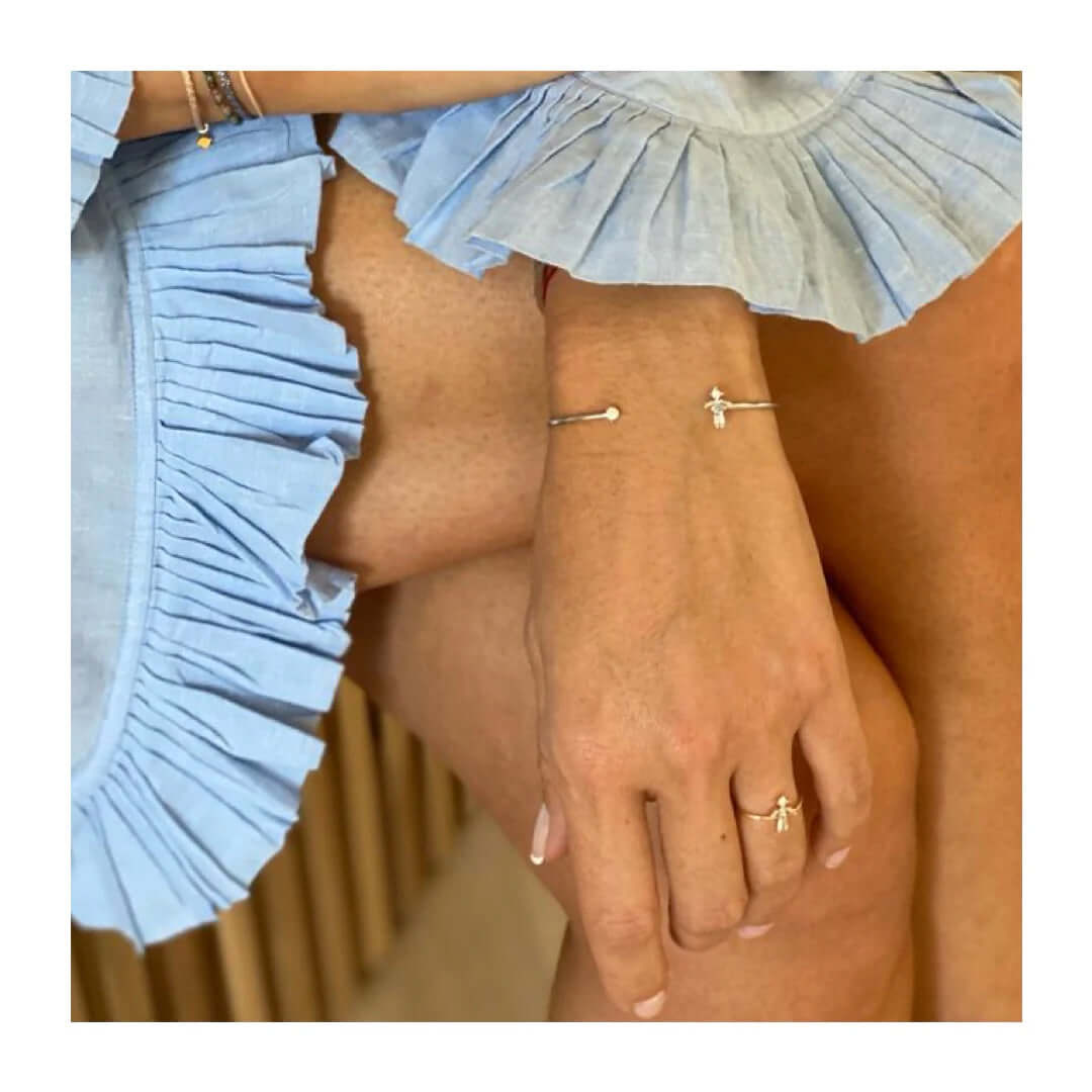 Baguette Child Figure Gold Bangle