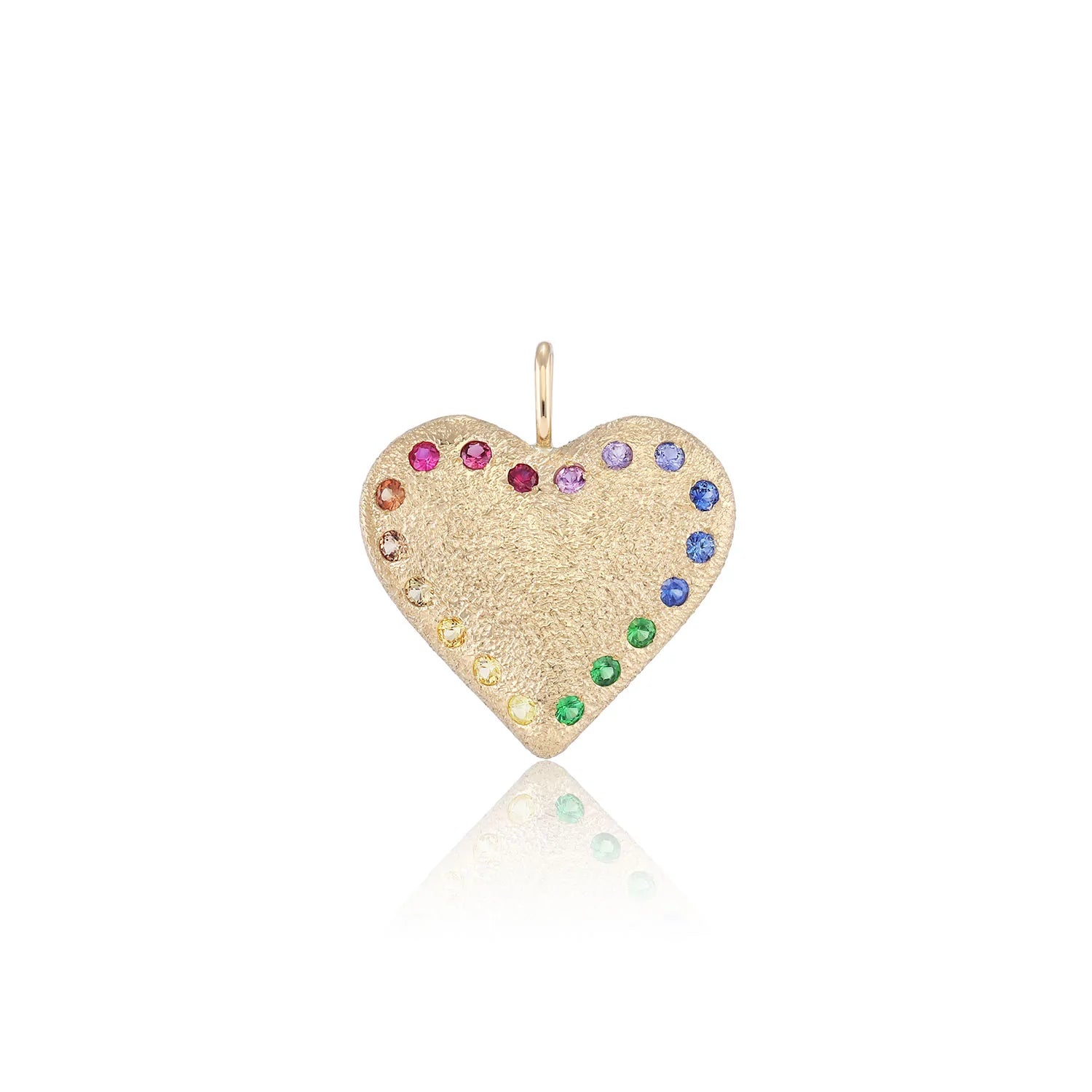 Oversize Heart Charm with Rainbow Gems
