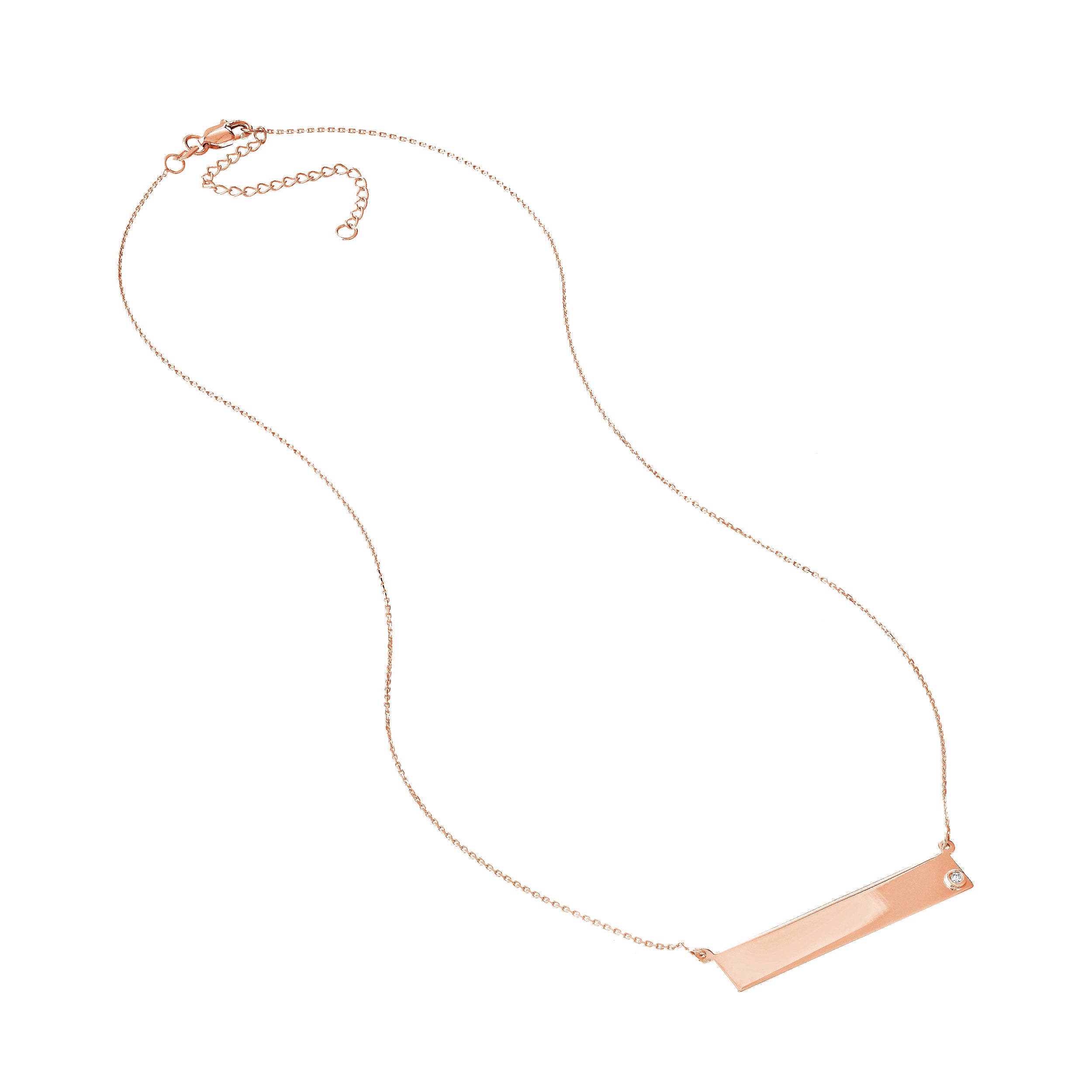 Gold Nameplate Necklace with Single Diamond