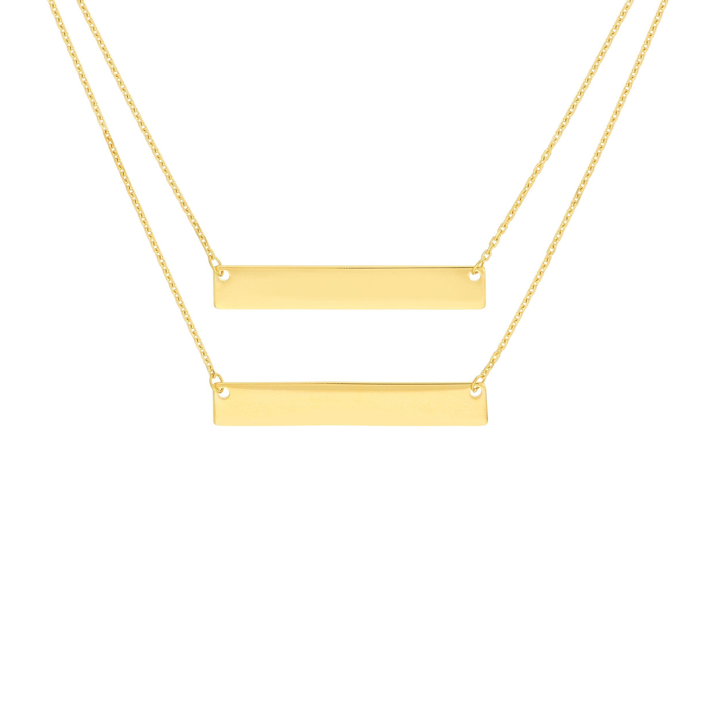Gold Nameplate Necklace For 2 Names