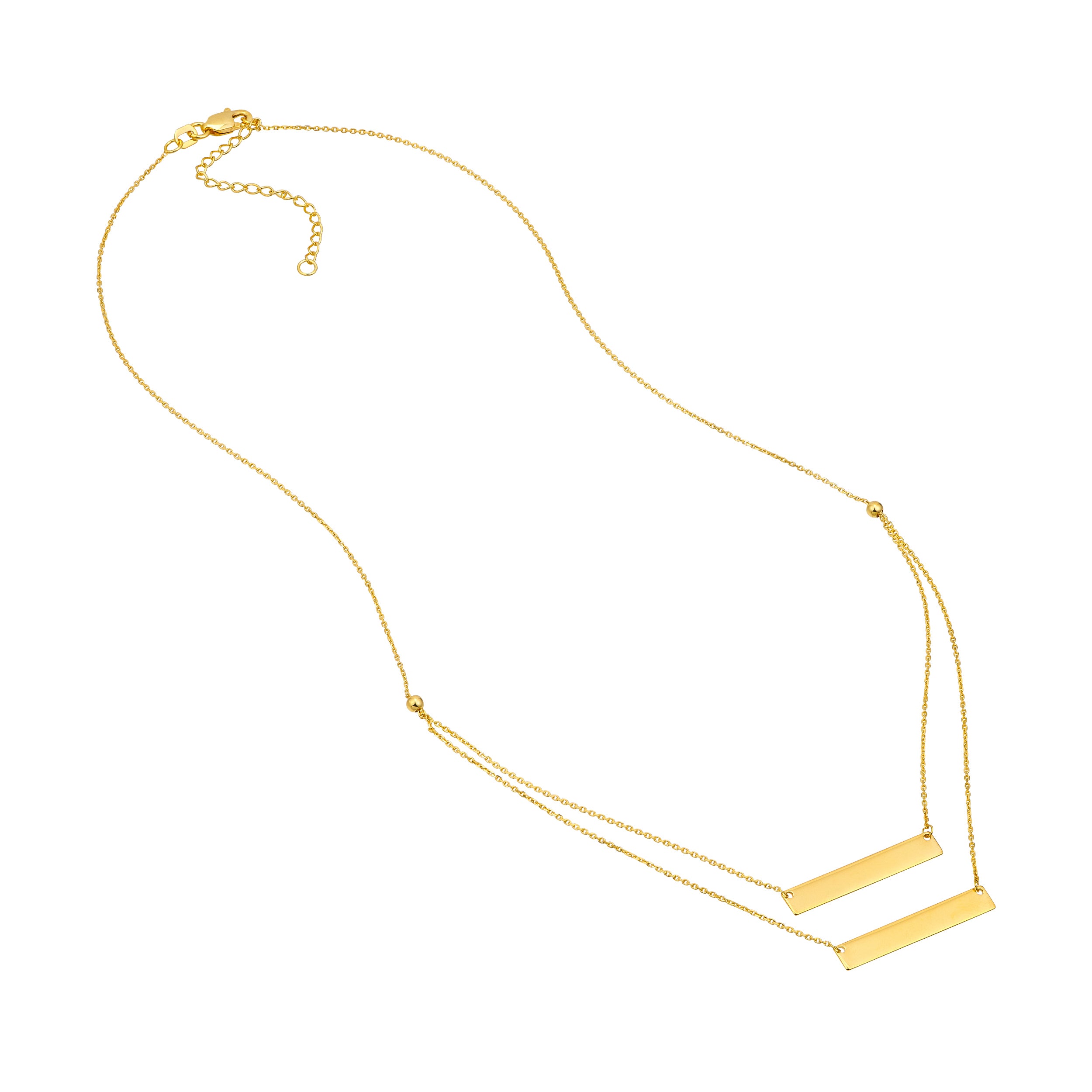 Gold Nameplate Necklace For 2 Names