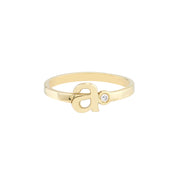 Gold Initial Ring with Single Diamond