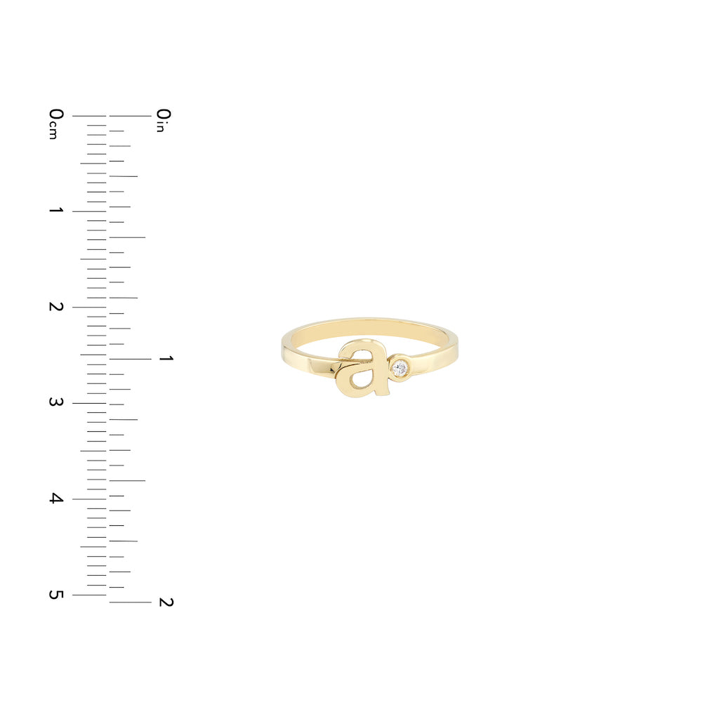 Gold Initial Ring with Single Diamond
