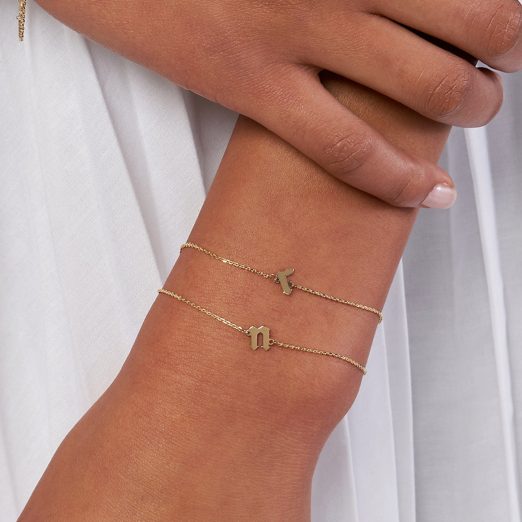 Gold Gothic Initial Bracelet