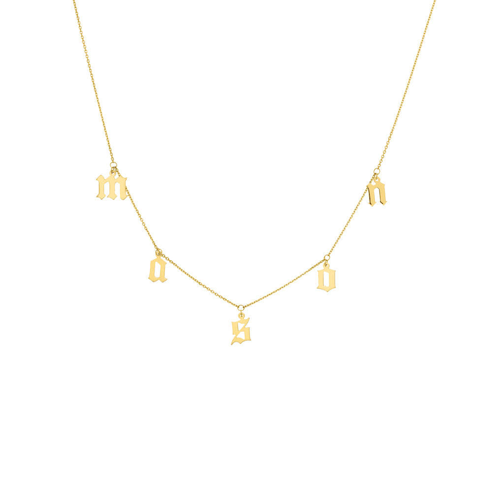 Gold Gothic Dangle Necklace