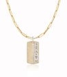 Gold Dog Tag with Pavé Letters Large