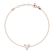 Diamond Heart on Gold Chain Bracelet