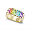 Baguette Ring With Rainbow Gems