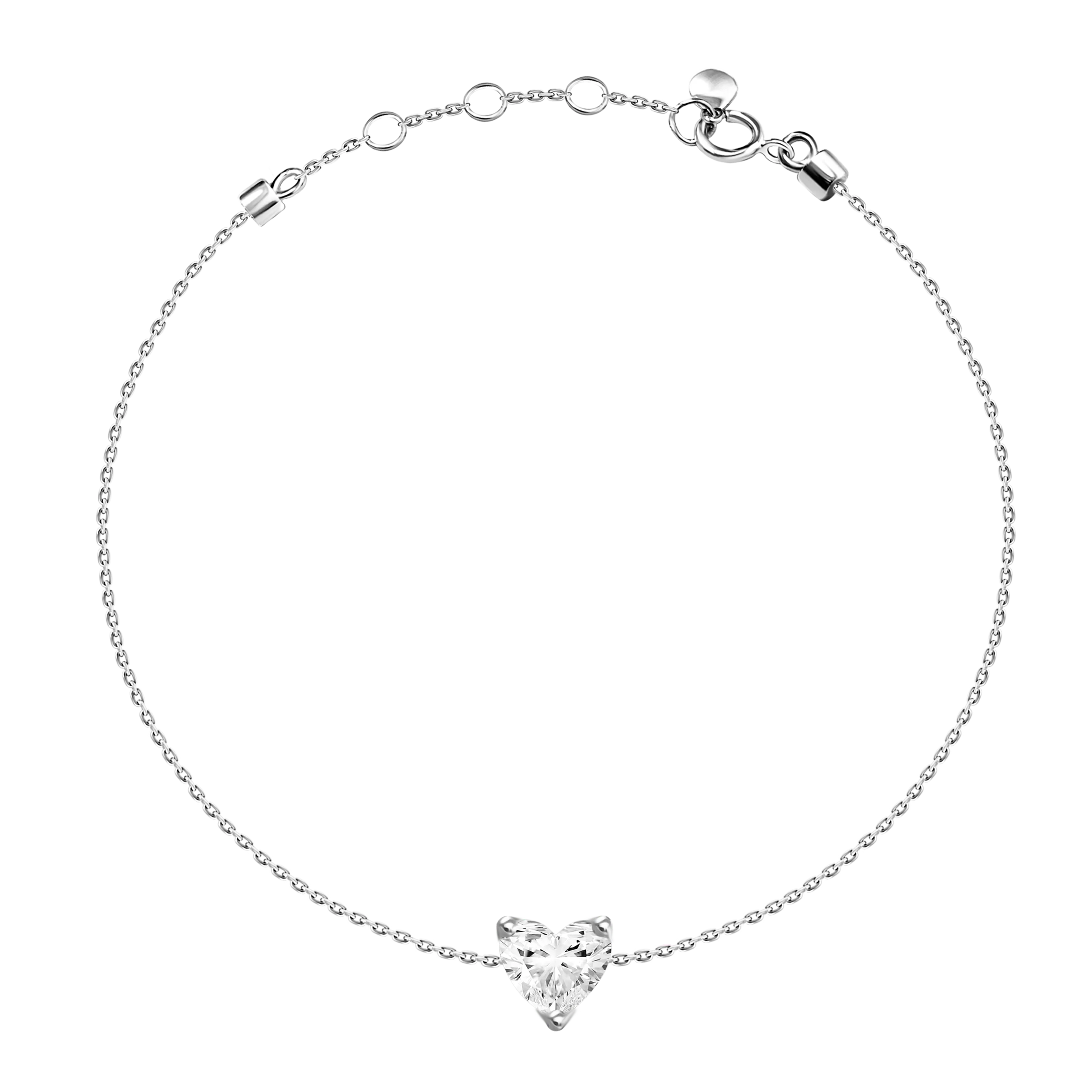 Diamond Heart on Gold Chain Bracelet
