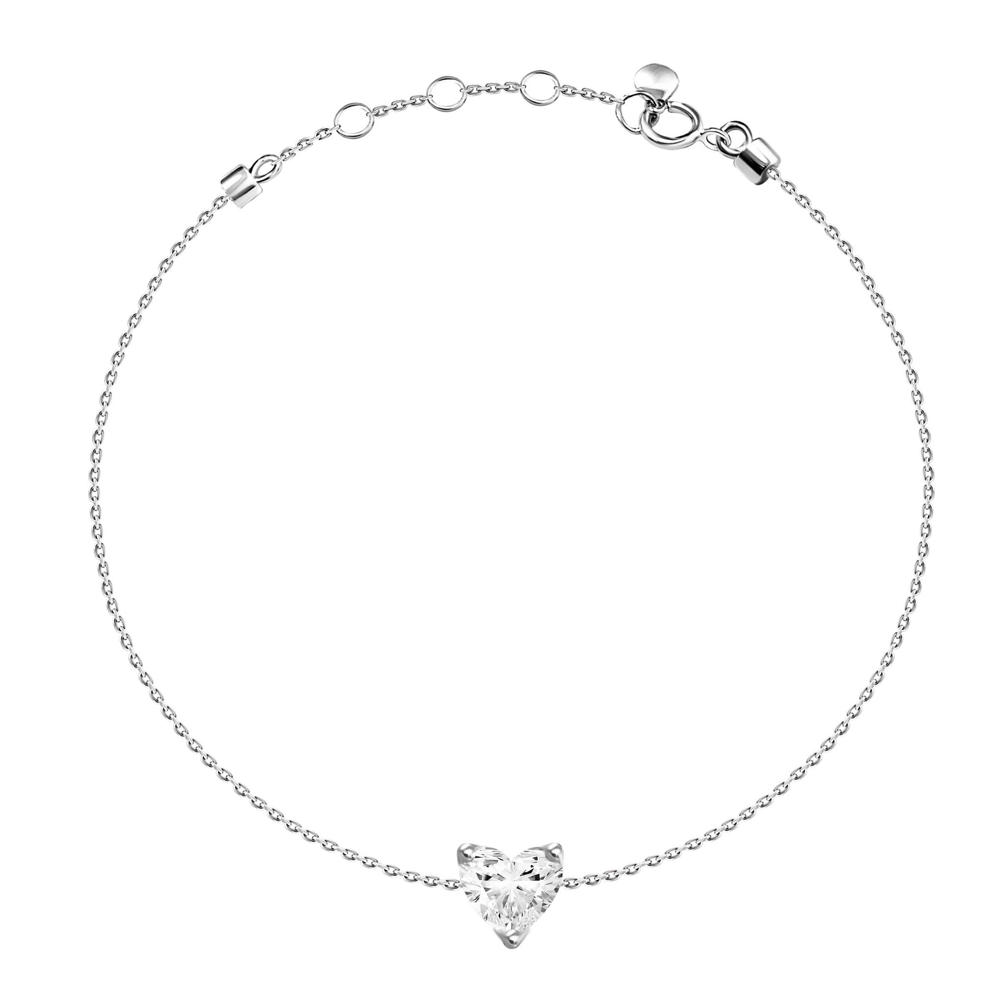 Diamond Heart on Gold Chain Bracelet