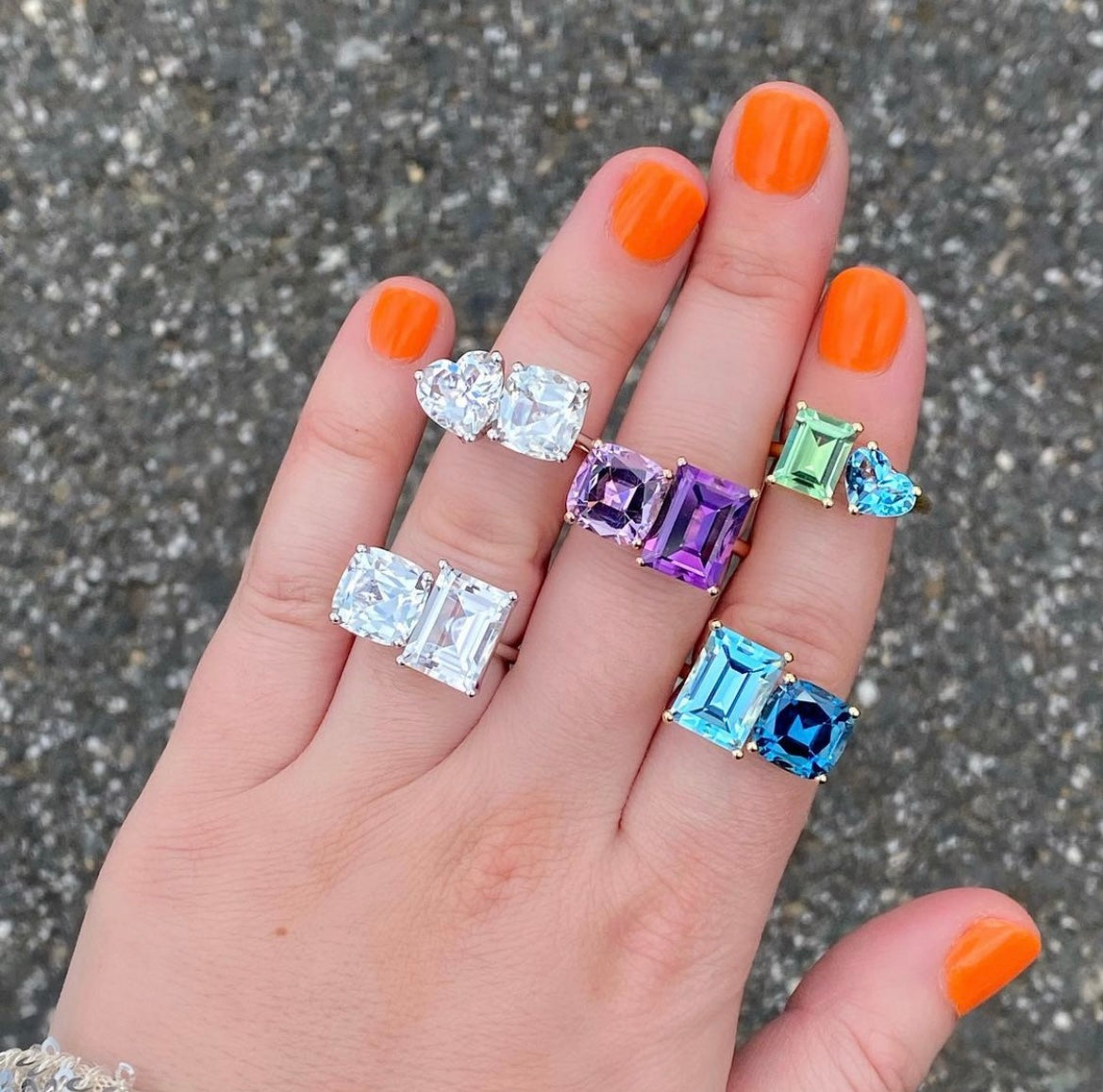 2 Stone Gemstone Ring