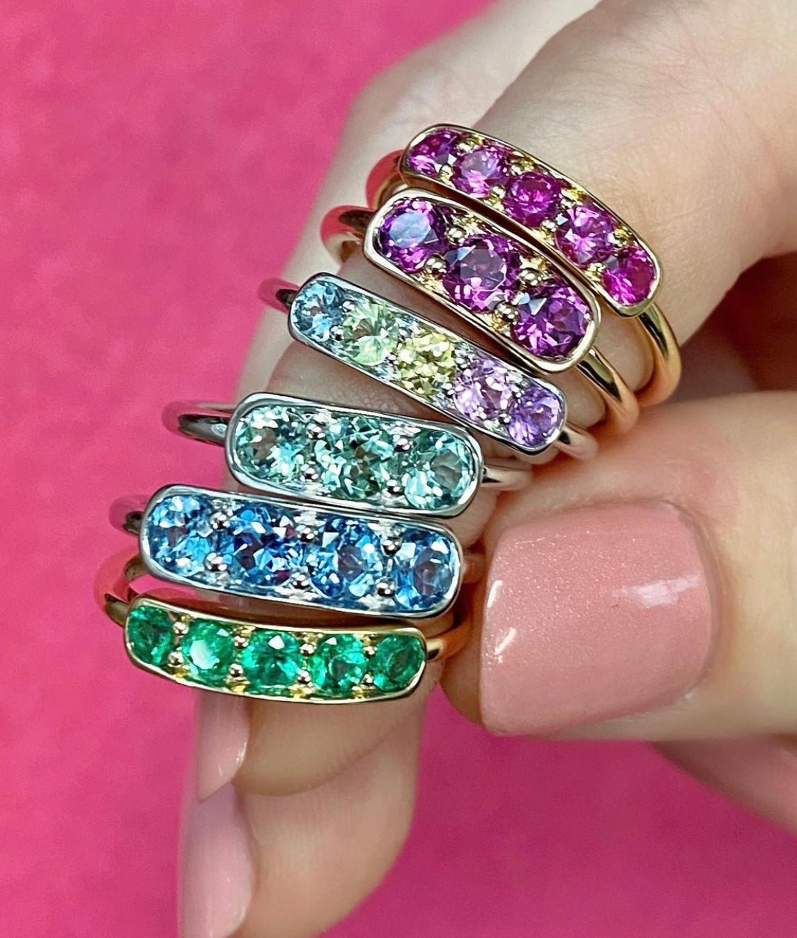Three Stone Birthstone Band