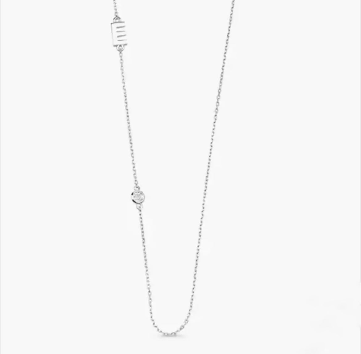 Initial Necklace with One Bezel Diamond