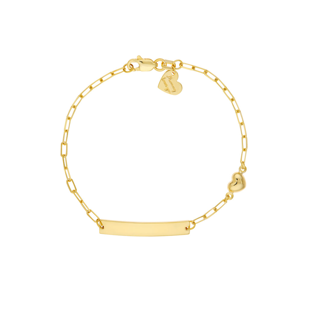Gold Kids Nameplate Bracelet with Heart
