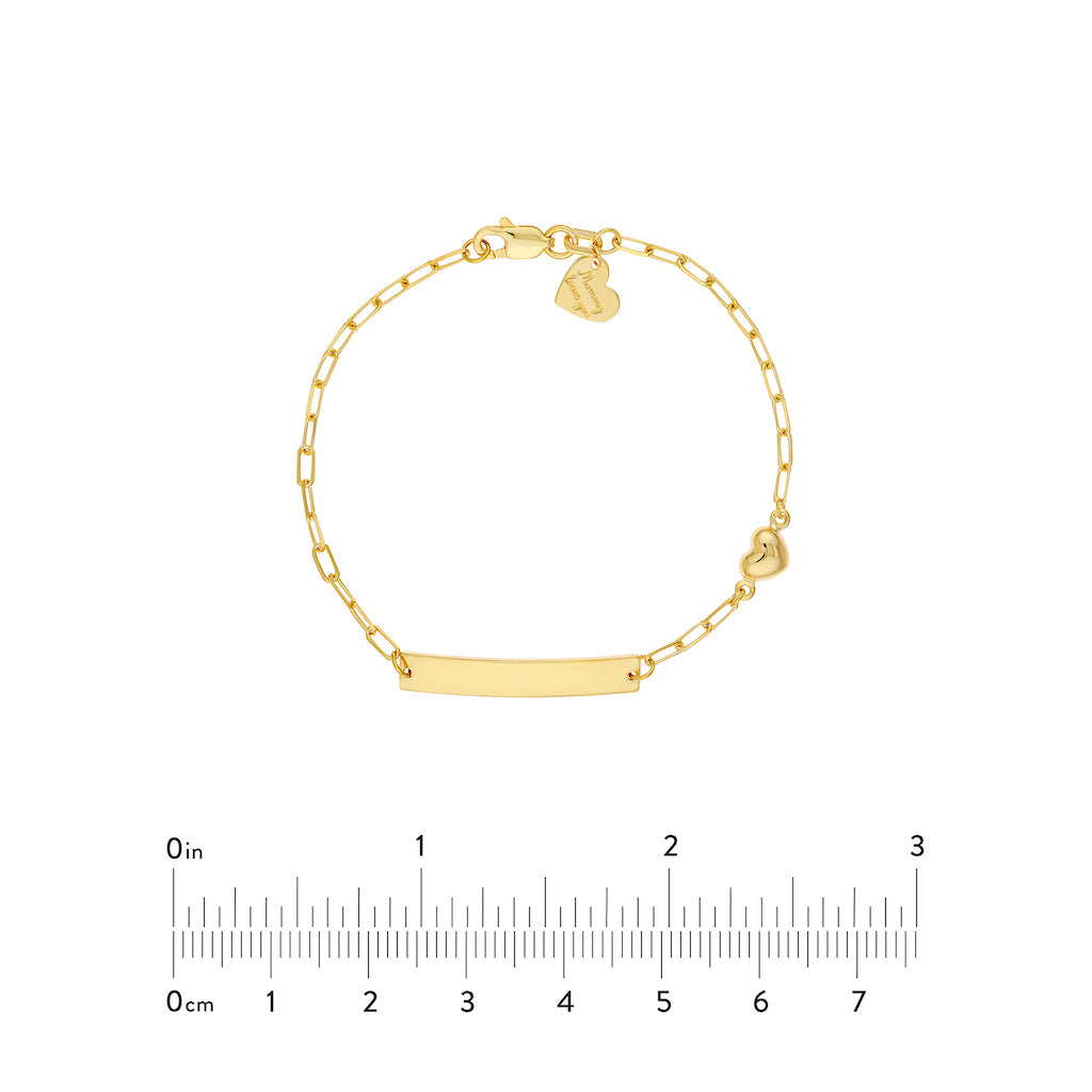 Gold Kids Nameplate Bracelet with Heart