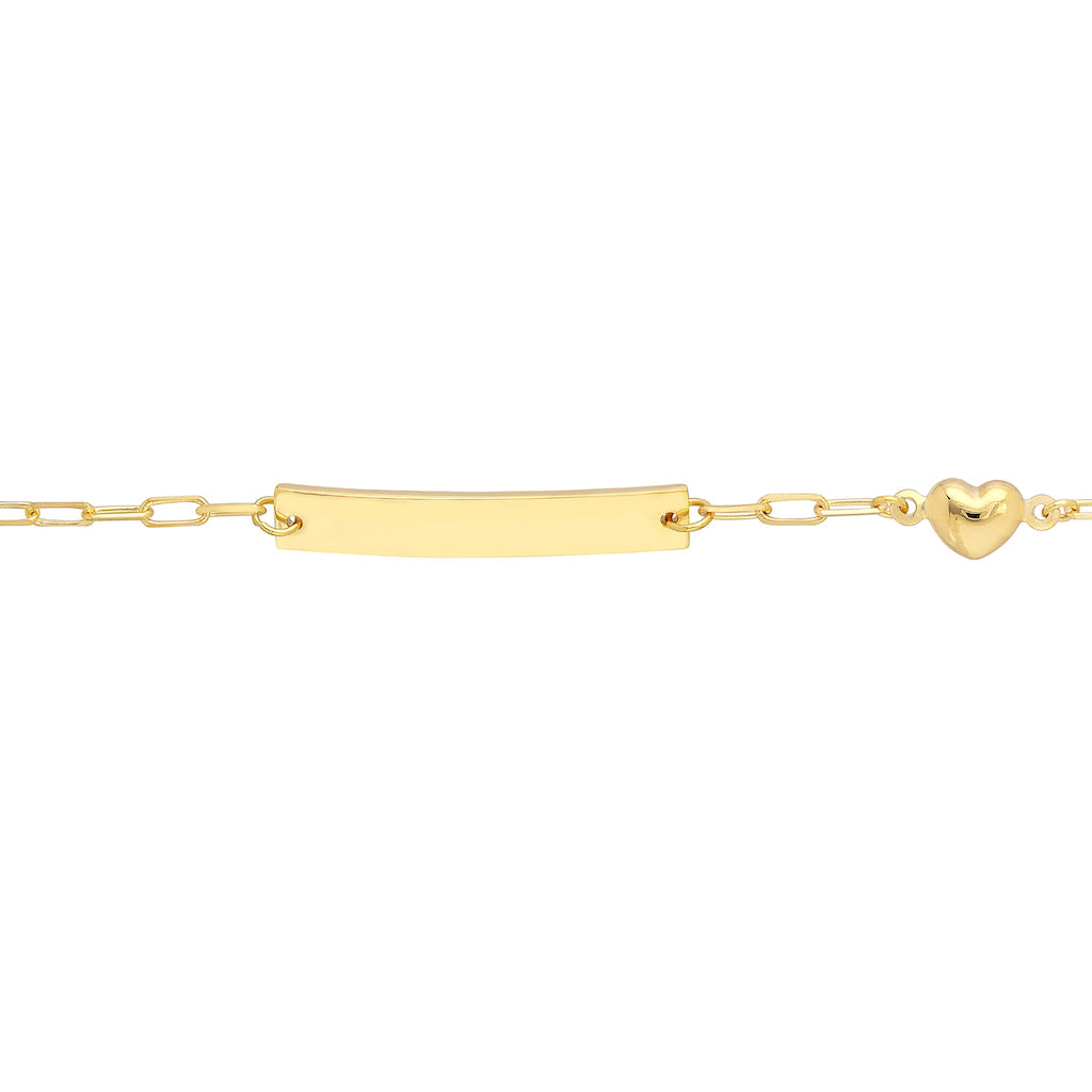 Gold Kids Nameplate Bracelet with Heart