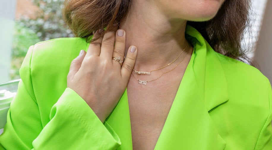 Gold Momma Necklace With Single Diamond